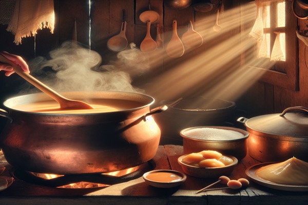 Traditional dulce de leche making process